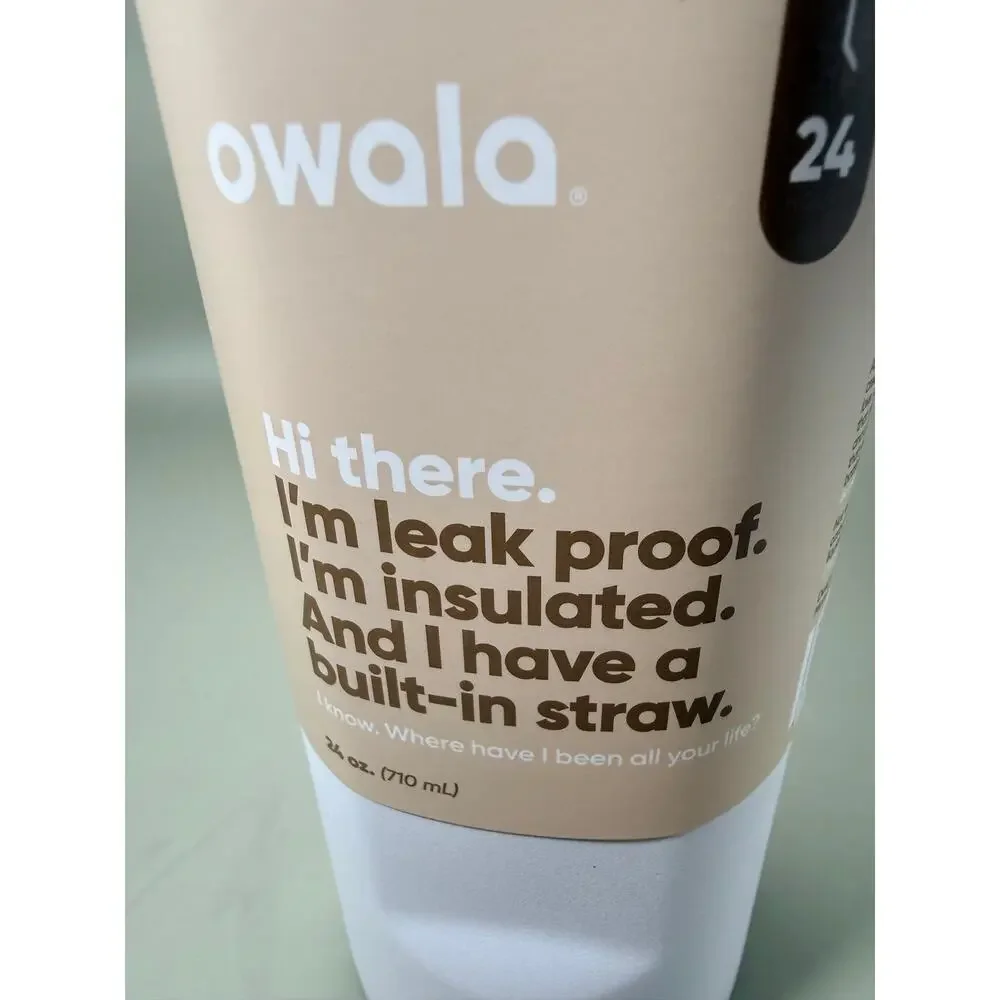 Owala FreeSip 24 oz stainless steel water bottle. 24 ounces. Leak-proof design.